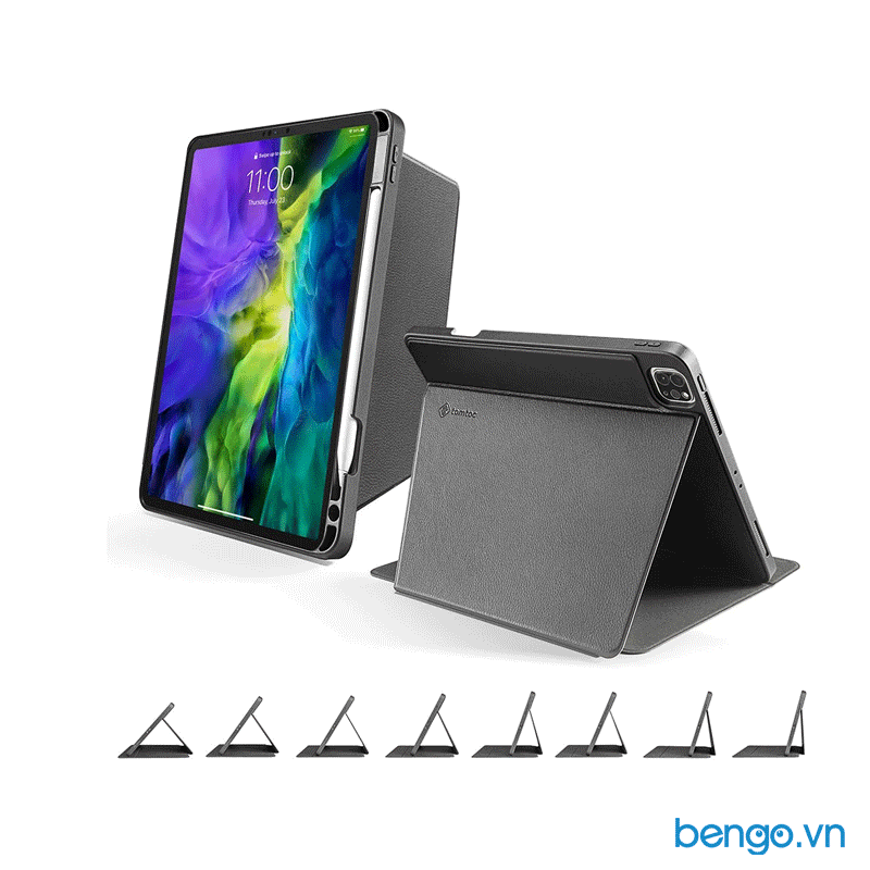 Bao da iPad Pro 11" 2020/2018/Air 4 2020 10.9" Tomtoc (USA) Smar-Tri Case từ tính đa góc