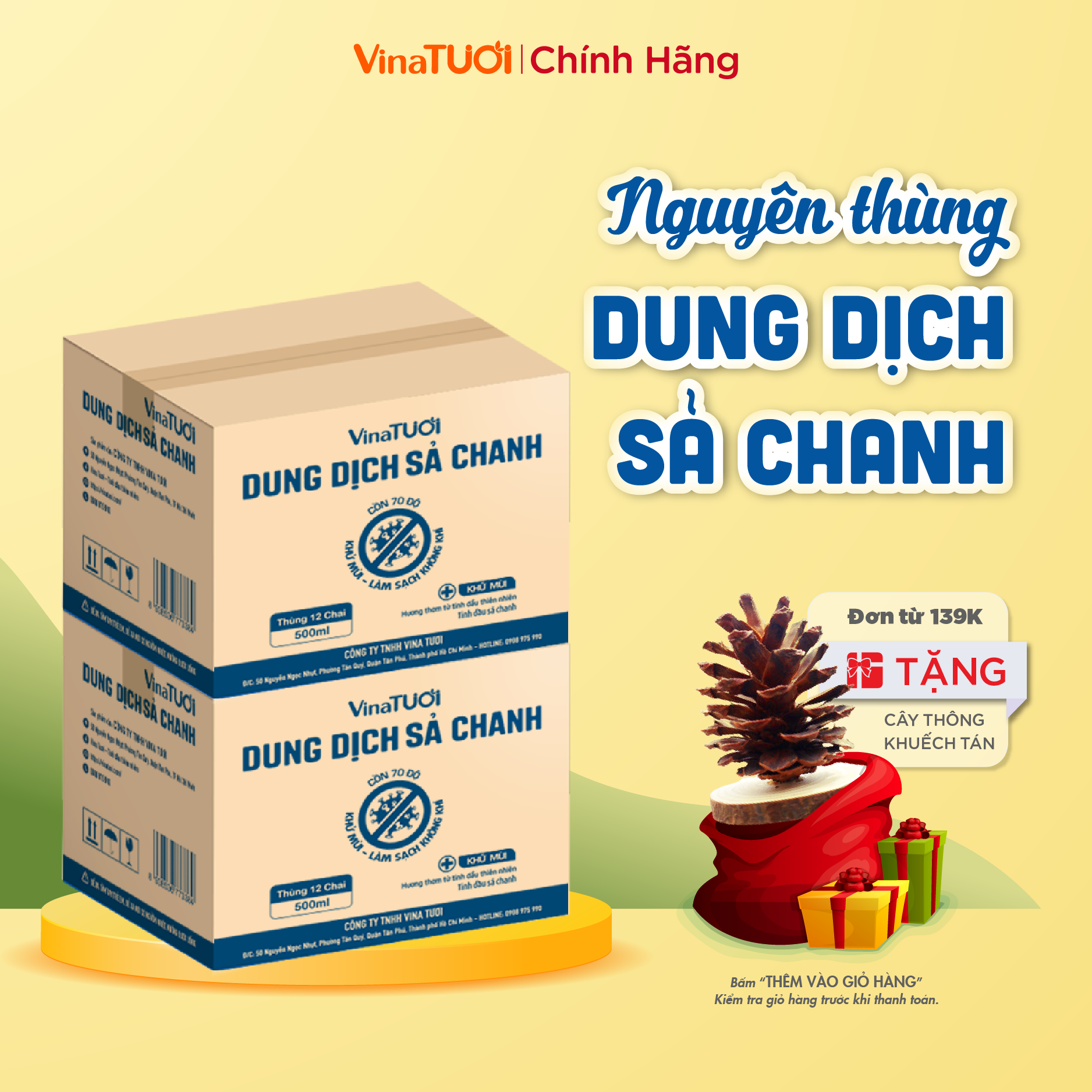 Dung dịch xịt thơm đa năng Sả Chanh VINA TƯƠI Cồn 70 độ Tinh dầu Sả Chanh nguyên chất thiên nhiên