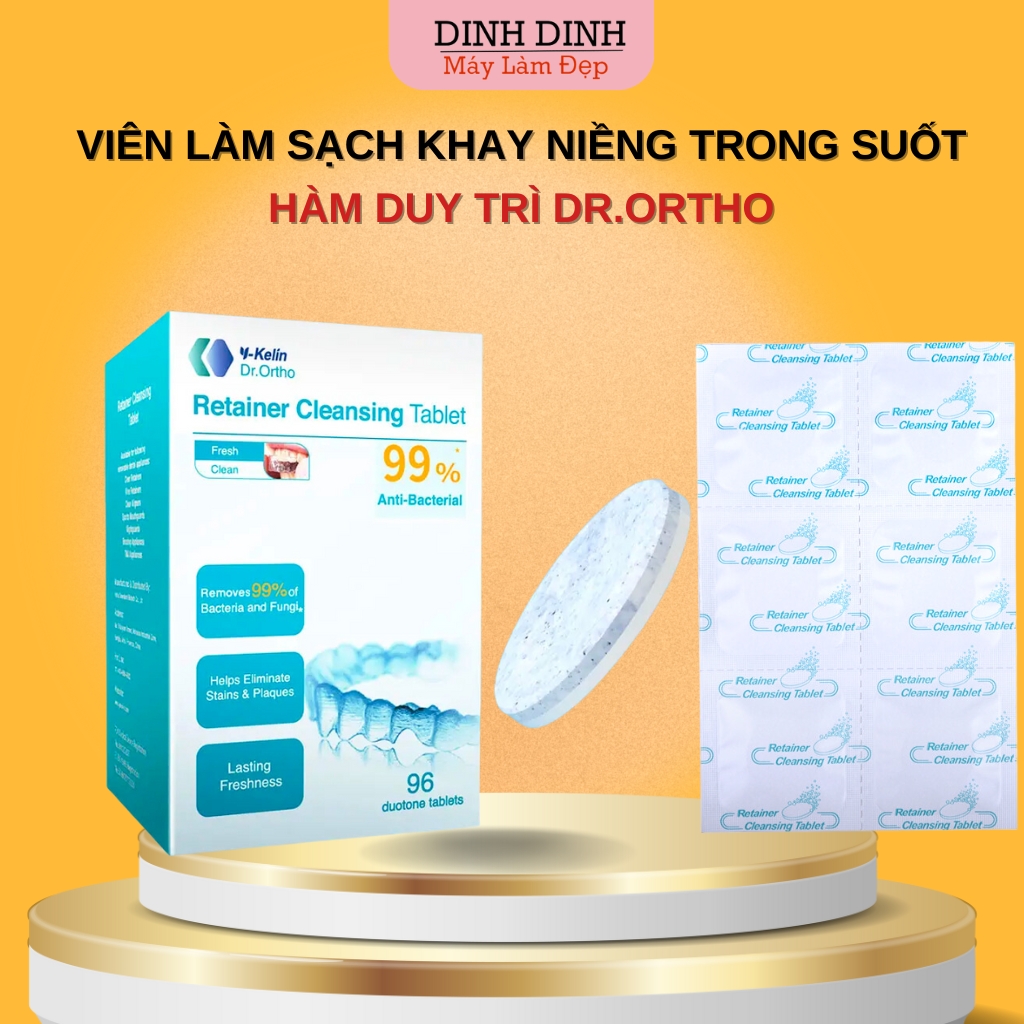 Viên Sủi Vệ Sinh Khay Niềng Răng, Làm Sạch Hàm Duy Trì, Hàm Trong Suốt, Invisalign Dr.Ortho (Tách Lẻ Theo Vỉ) - Dinh Dinh Máy Làm Đẹp
