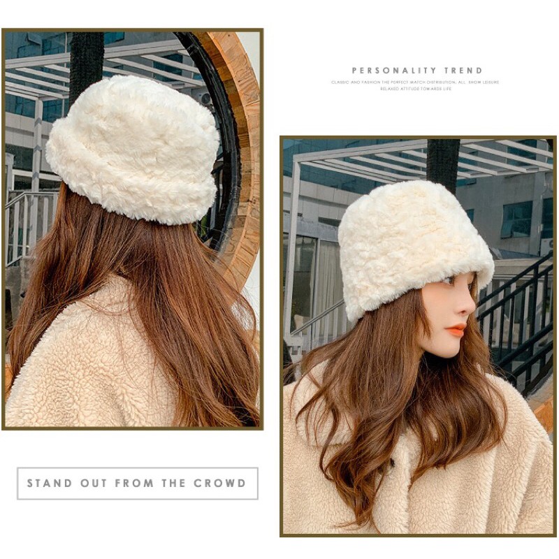 [235] Mũ chụp đầu lông thỏ (sẵn 3 màu)