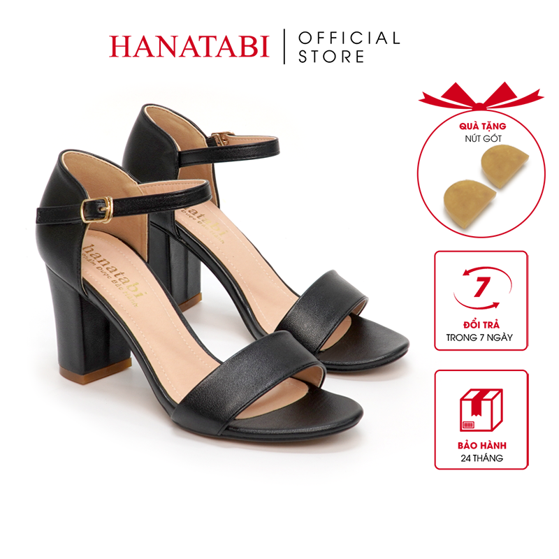 Hanatabi women s sandals 7cm high heels square wide leg back strap SDG617