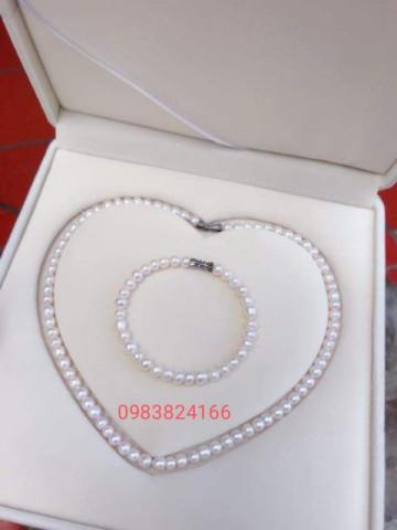 Bộ chuỗi Ngọc Trai vòng cổ - vòng tay chất liệu Ngọc Trai nuôi tự nhiên