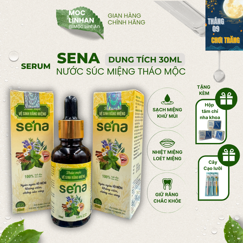 SERUM SENA [Combo02 chai] nước súc miệng thảo mộc ngừa nhiệt miệng hôi miệng sâu răng 30ml