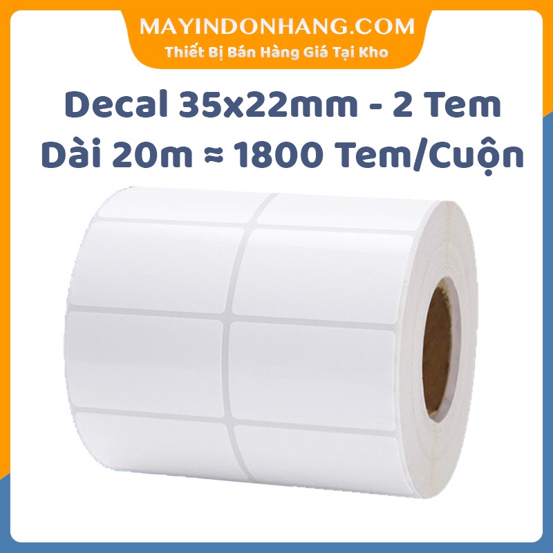 Decal in tem mã vạch nhiệt 35x22 [2 Tem - 20m - 1800 Tem]