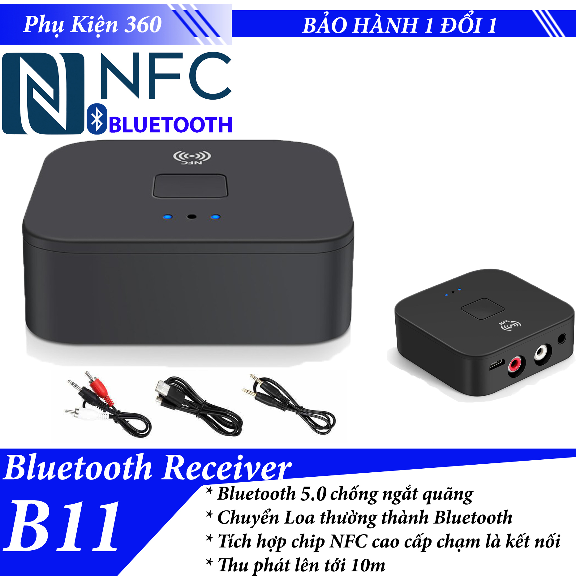 Thiết Bị Nhận Bluetooth Cho Loa Và Amply BLS-B11 NFC - Desktop Bluetooth Receiver