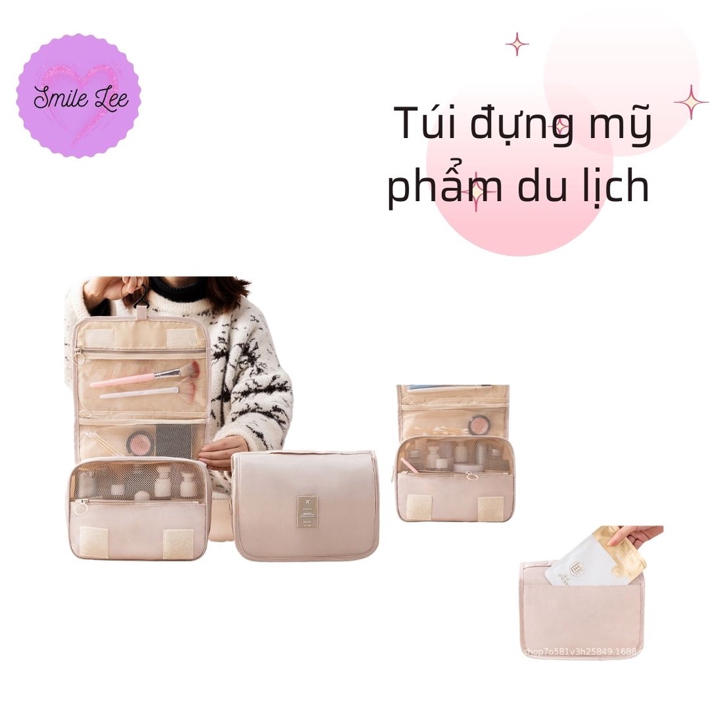 Túi đựng mỹ phẩm du lịch nhiều ngăn gấp gọn tiện dụng