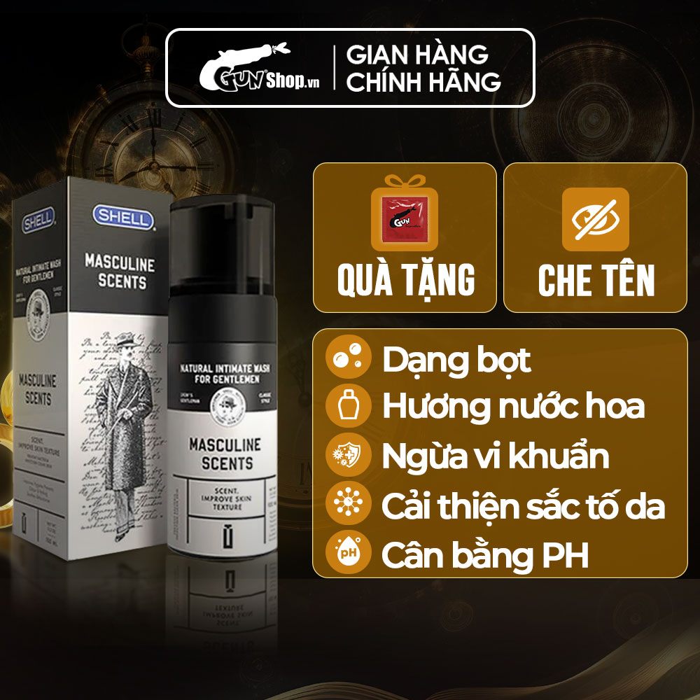 Dung dịch vệ sinh nam dạng bọt, hương thơm nam tính Shell Masculine Scents - Chai 100ml | GUNSHOP VIỆT NAM