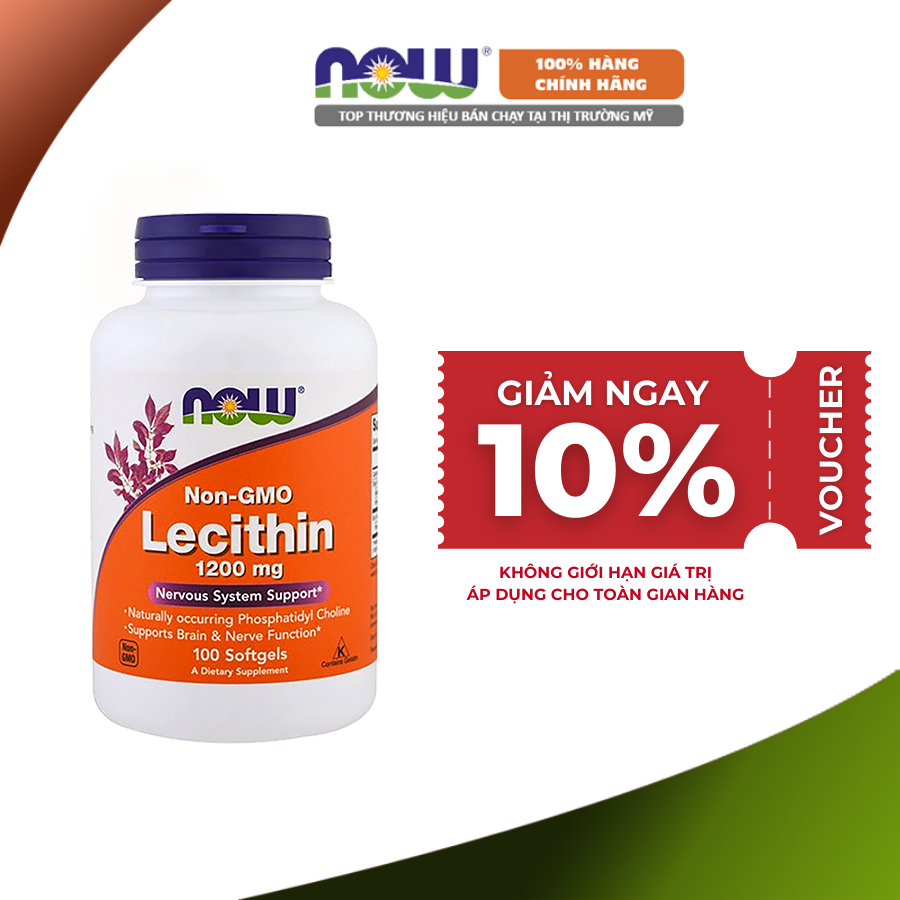 Now non-gmo lecithin 1200mg viên uống giúp chống t ắ c t i a s ữ a hạ c h o l e s t e r o l xấu