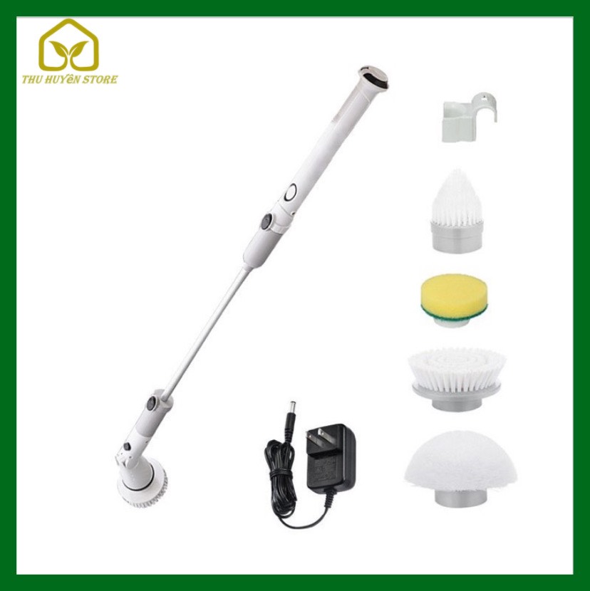 Máy cọ vệ sinh tự động , chổi điện vệ sinh nhà tắm không dây , 4 đầu cọ thay thế tiện dụng