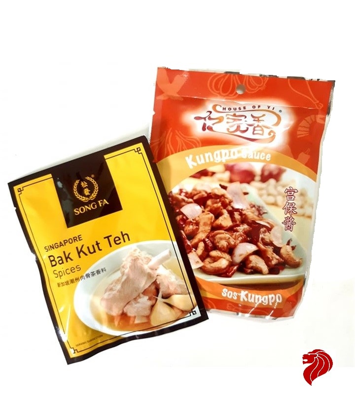 Combo gia vị bak kut teh song fa & gà kung pao singapore yi jia xiang