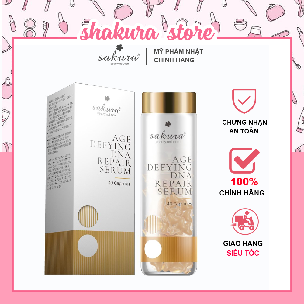 [MỸ PHẨM SAKURA]SERUM DƯỠNG DA CHỐNG LÃO HÓA NÂNG CƠ SAKURA DNA REPAIR - DƯỠNG TRẮNG, CHỐNG LÃO HÓA, NÂNG CƠ , XÓA NHĂN - SERUM DƯỠNG CHỐNG LÃO HÓA, NÂNG CƠ NHẬT CHO DA NHẠY CẢM - HỘP 40 VIÊN SERUM