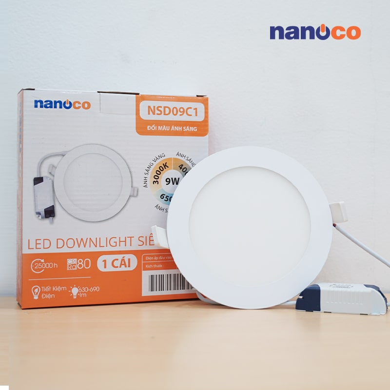 Đèn Led Âm Trần 9W Nanoco 3 Chế Độ Sáng Siêu Mỏng NSD09C1