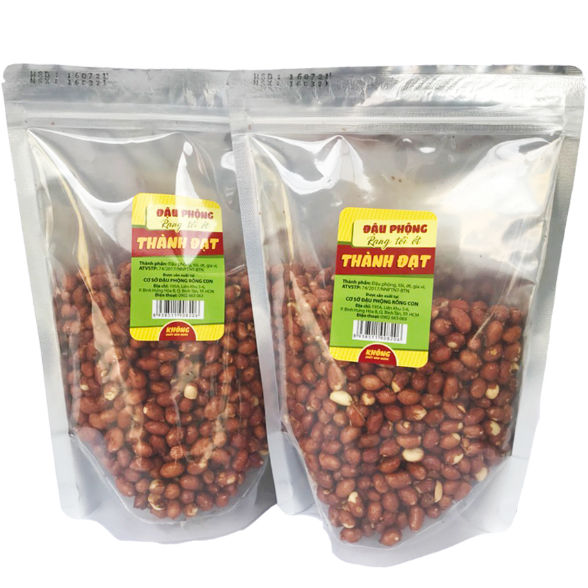 1Kg Đậu Phộng Rang Tỏi Ớt Thơm Ngon THÀNH ĐẠT (2 Túi) - Đồ ăn vặt, đậu và hạt, đồ ăn chế biến sẵn