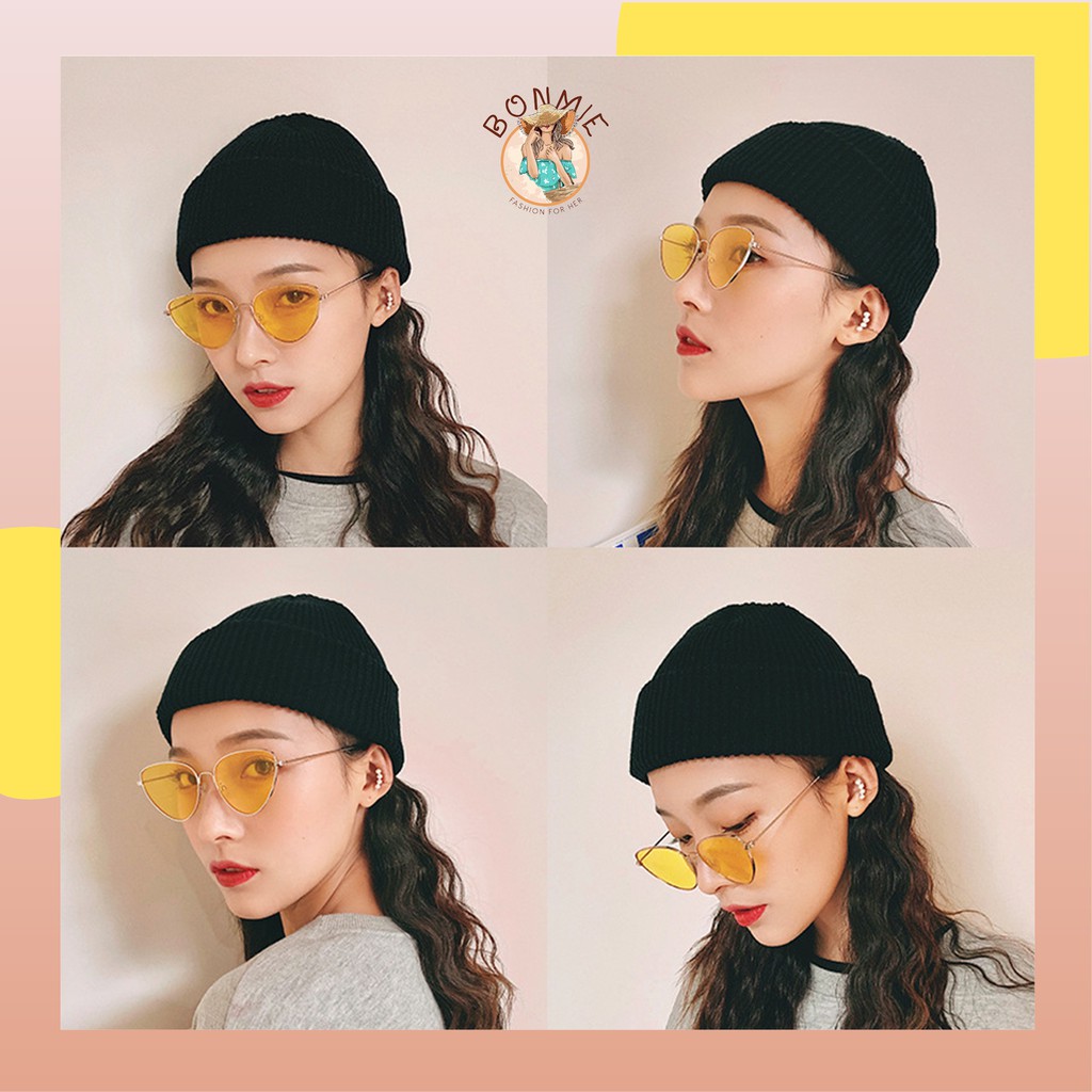 Mũ Nón Beanie nam nữ ngắn trơn nhiều màu chất len dày dặn; M04 - BONMIE