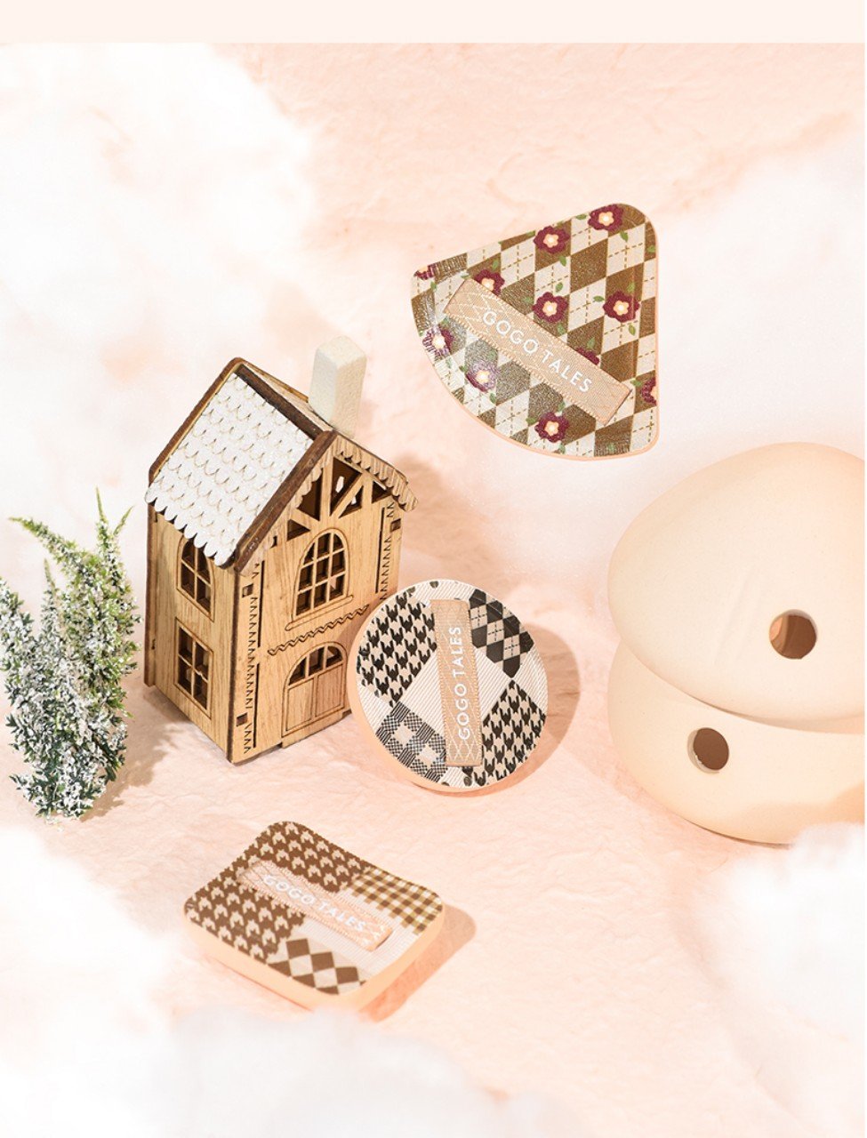 Set 3 bông mút trang điểm gogo tales họa tiết houndstooth cổ điển gt350 - gogotales