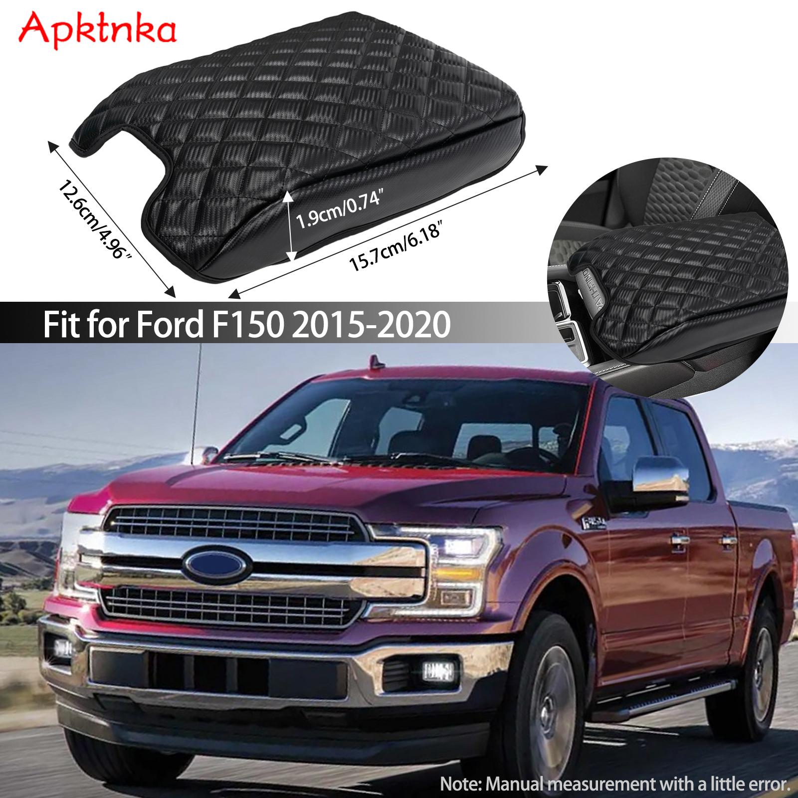 Apktnka PU sợi carbon da màu đen tùy chỉnh trung tâm giao diện điều khiển chủ đệm tay vịn lan can bìa cho FORD F150 2015-2020