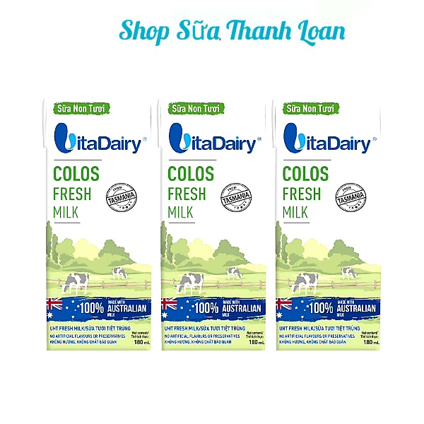 Combo 4 lốc 12 hộp sữa non tươi vitadairy 180ml.