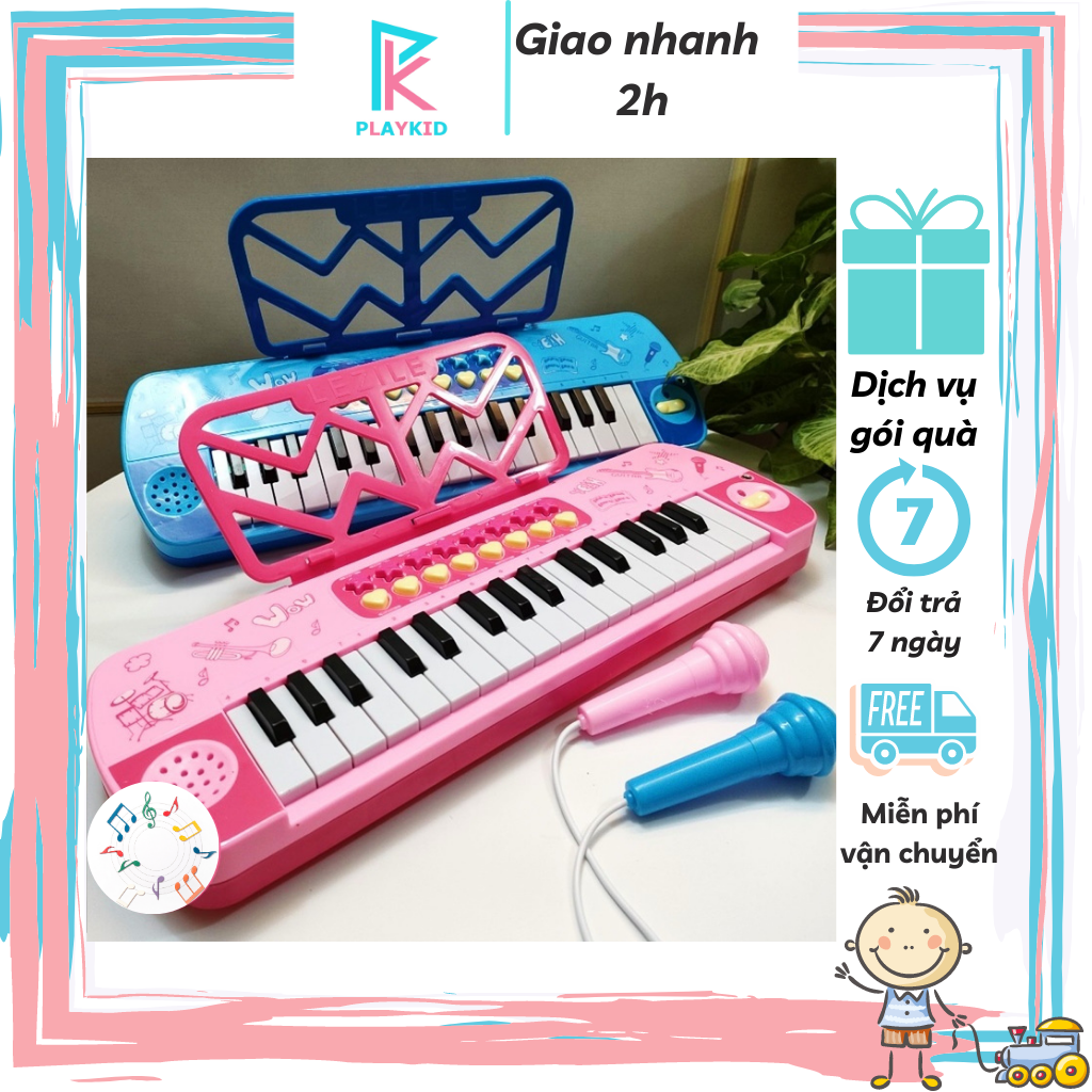 Đàn piano cho bé playkid đồ chơi đàn cho bé có nhạc kèm micro pk040