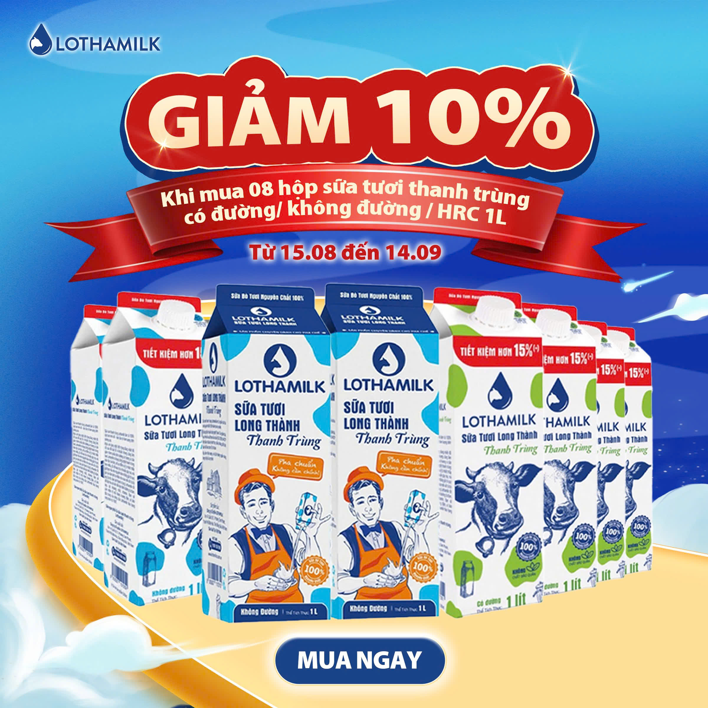 Sữa tươi thanh trùng Lothamilk hộp 1L