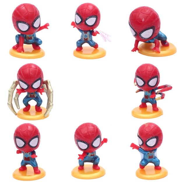 Bộ 8 nhân vật người nhện Spiderman chibi siêu độc hàng chuẩn đẹp