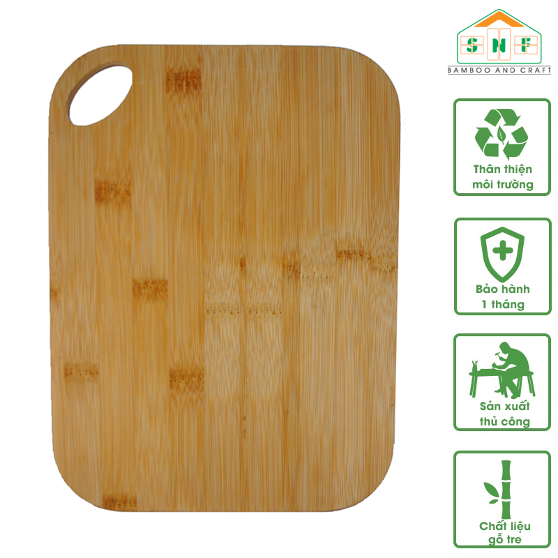 Thớt tre tự nhiên việt nam cao cấp không mùi kháng khuẩn chống mốc, chống mối mọt 27x20x2 cm - snf bamboo and craft
