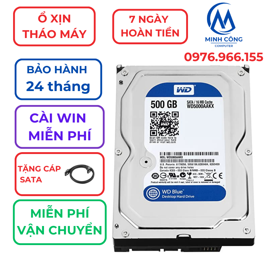 Ổ cứng HDD 500GB Hàng tháo máy xịn chuyên dùng cho đầu thu camera,máy tính bàn.Tặng cáp sata- Bảo hành 24 tháng Giá 399,000 Đồng*Miễn phí vận chuyển