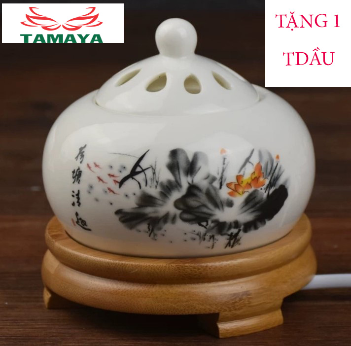 lư xông trầm bằng điện có thể xông tinh dầu, xông bột trầm, giác trầm,... có thể hẹn nhiệt độ, hẹn giờ tặng 1 tinh dầu