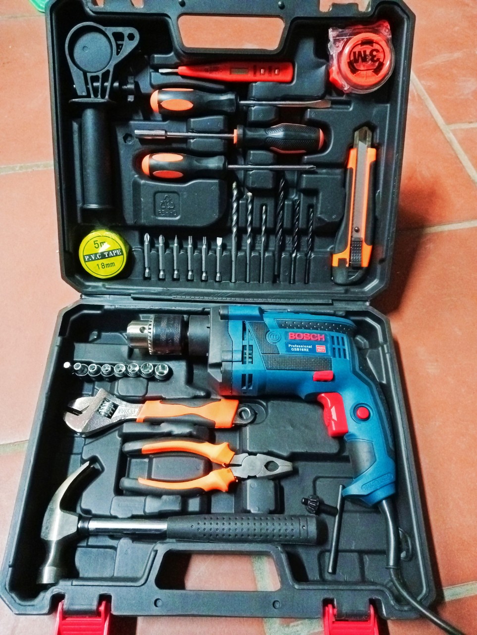  Máy khoan điện Bosch 13ly GSB 16RE khoan tường sắt gỗ bắt vít bắn tôn...động cơ dây đồng 100% 