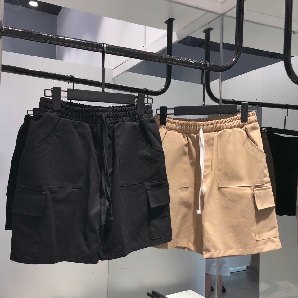 [HCM]Quần short kaki túi hộp - Quần short nam kaki - Kaki Box Short Black / Tan Unisex