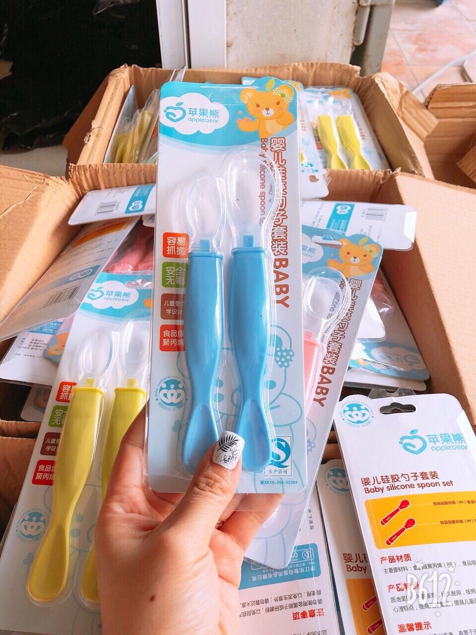 Bộ 2 thìa silicon siêu mềm ăn dặm cho bé, thìa ăn dặm
