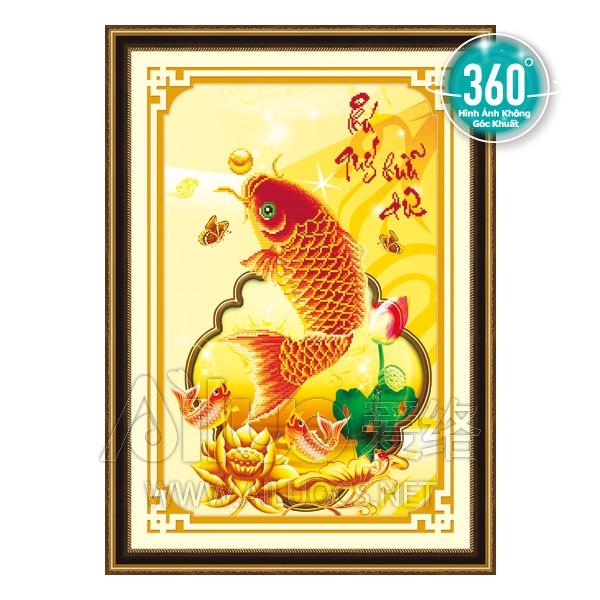 Tranh đính đá cá chép phú quý hữu dư ailuo al77265 chưa đính