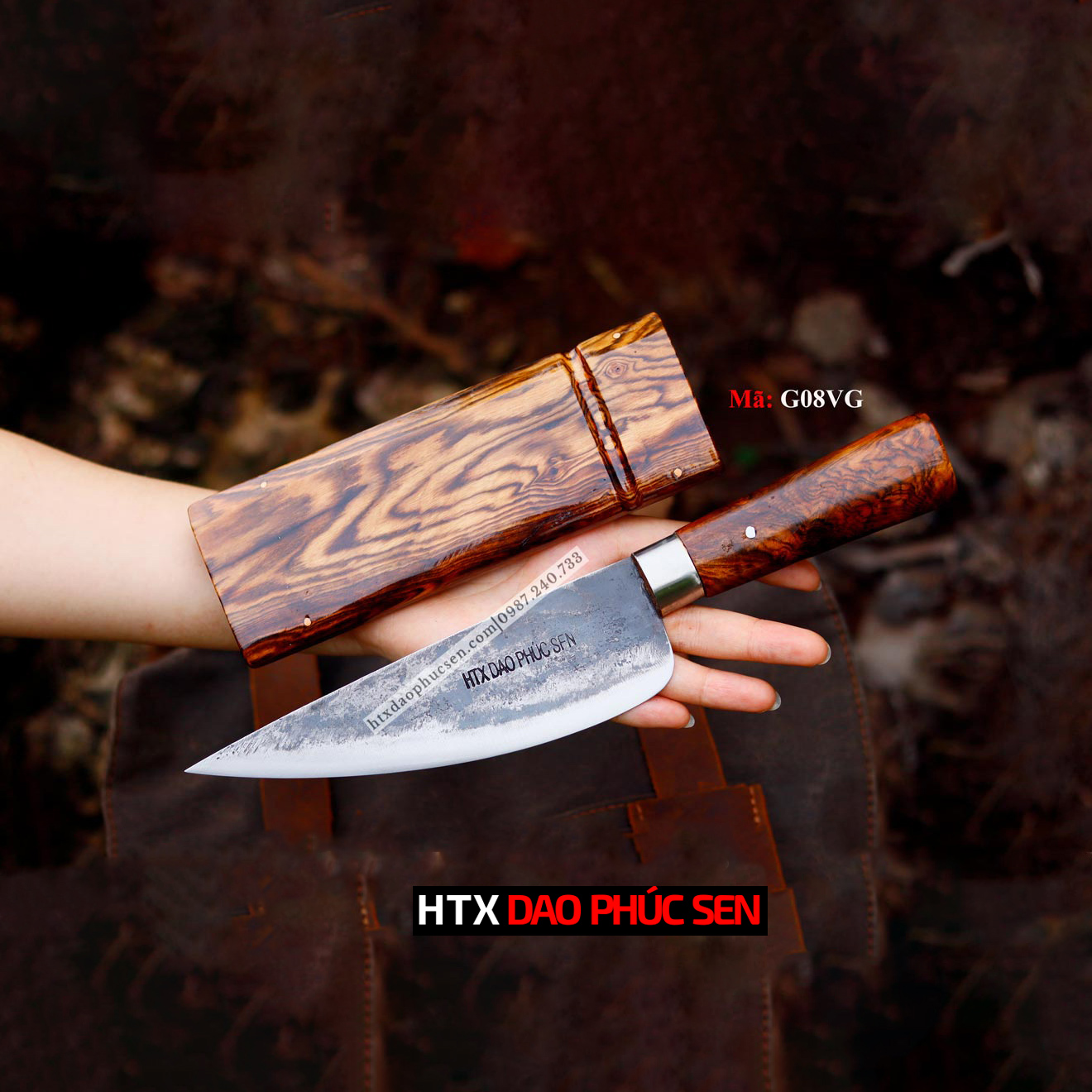 Dao lọc thịt phúc sen vỏ gỗ