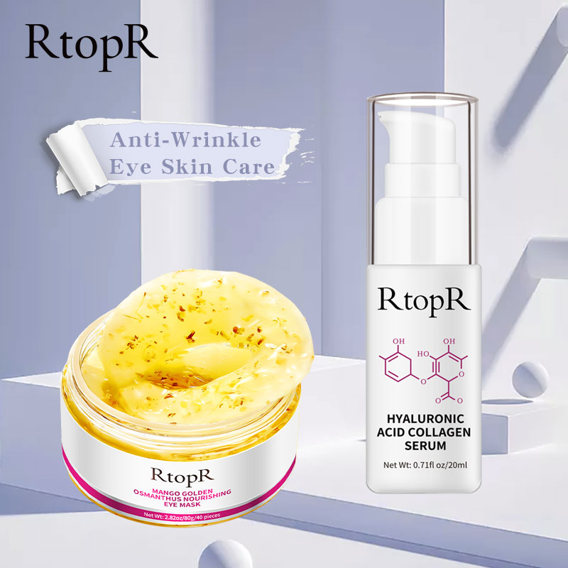 RtopR Bộ 40 mặt nạ chăm sóc làm săn chắc và giảm nếp nhăn và quầng thâm mắt giúp mắt sáng và nuôi dưỡng mắt + serum collagen tinh chất hyaluronic acid dưỡng vùng da mắt - INTL