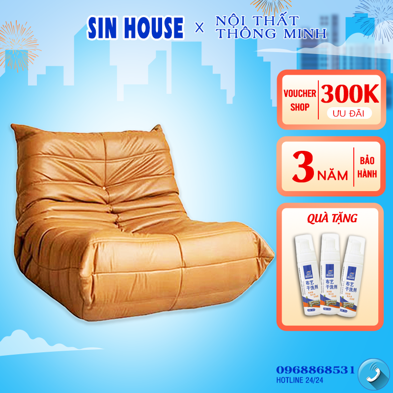 Ghế sofa thư giãn togo, ghế thư giãn tatami kiểu đệm khối kết hợp bọc da cao cấp sang trọng
