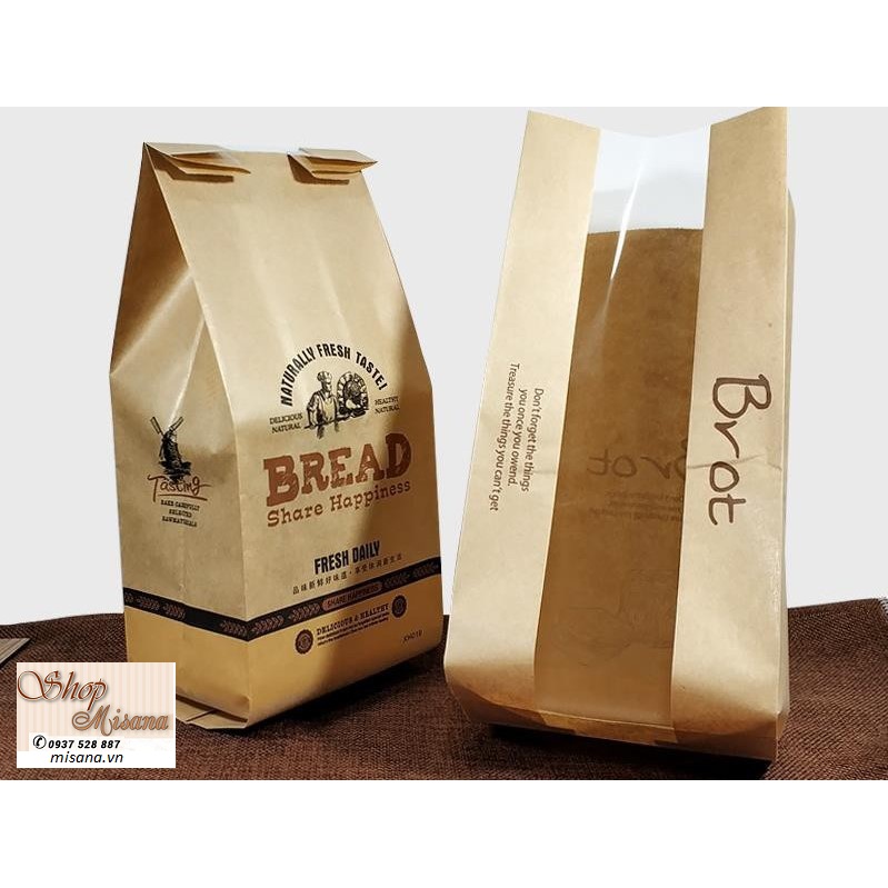 Combo 100 túi đựng bánh mì hoa cúc kích thước 12x9x30cm