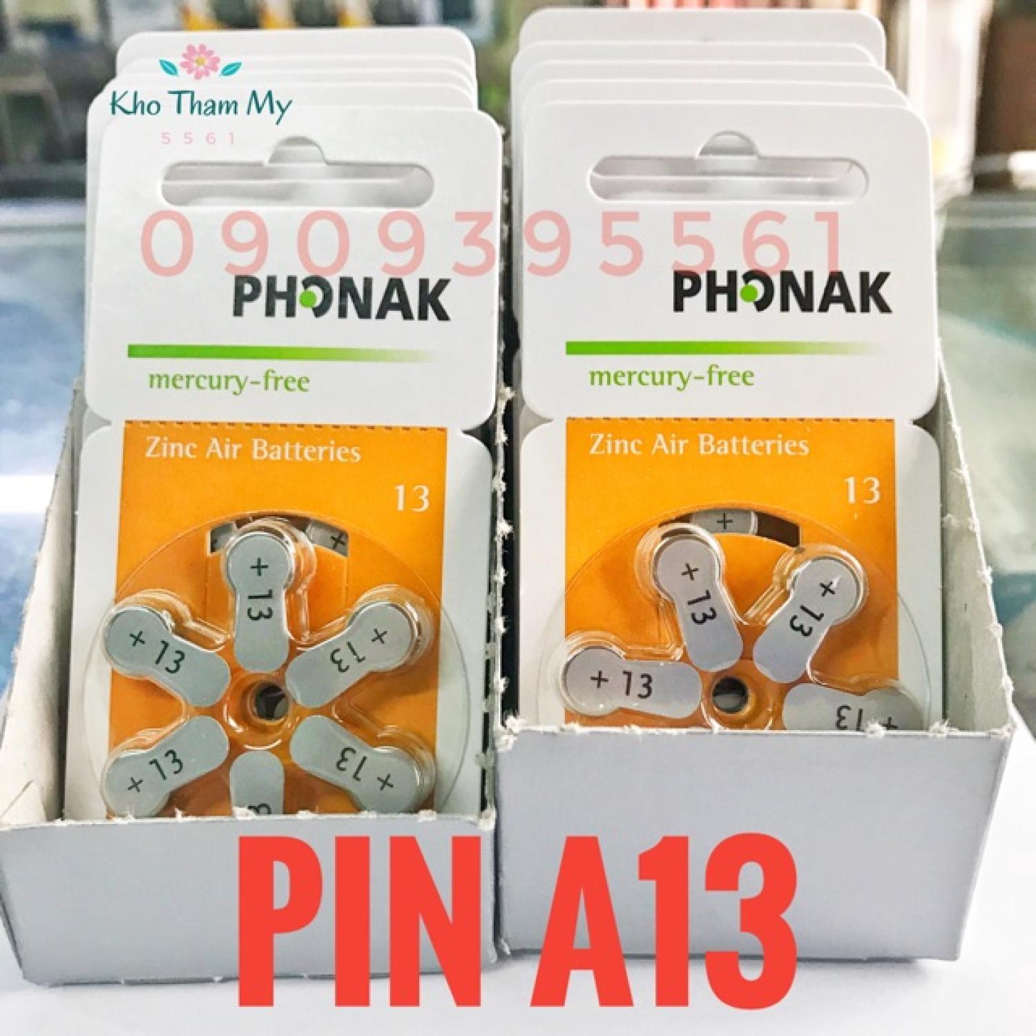Pin máy trợ thính phonak a13 vỉ 6 viên