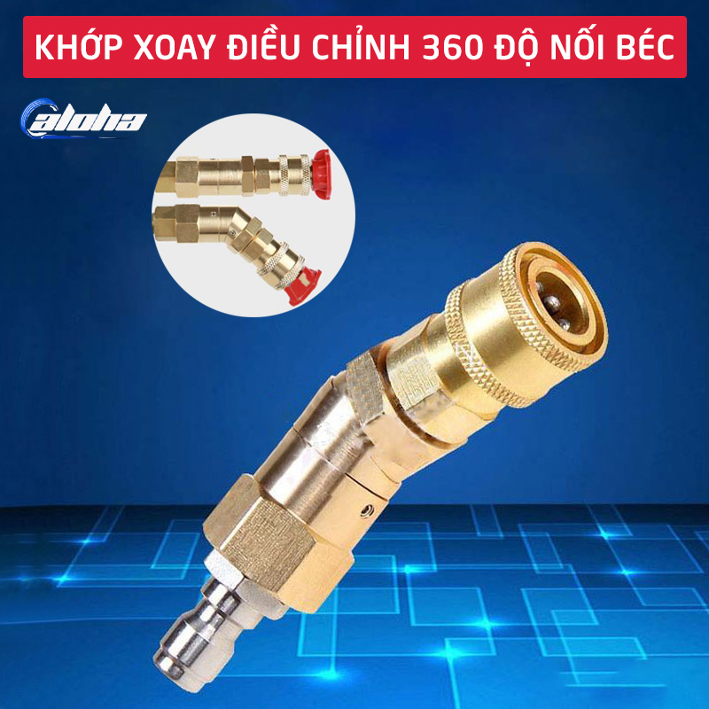 Khớp xoay điều chỉnh 360 độ nối béc súng xịt rửa xe áp - Ren nối nhanh 1/4 inch - đầu nối nhanh xoay 360 độ dễ dàng sử dụng, phù hợp nhiều loại máy rửa xe gia đình C0004-7