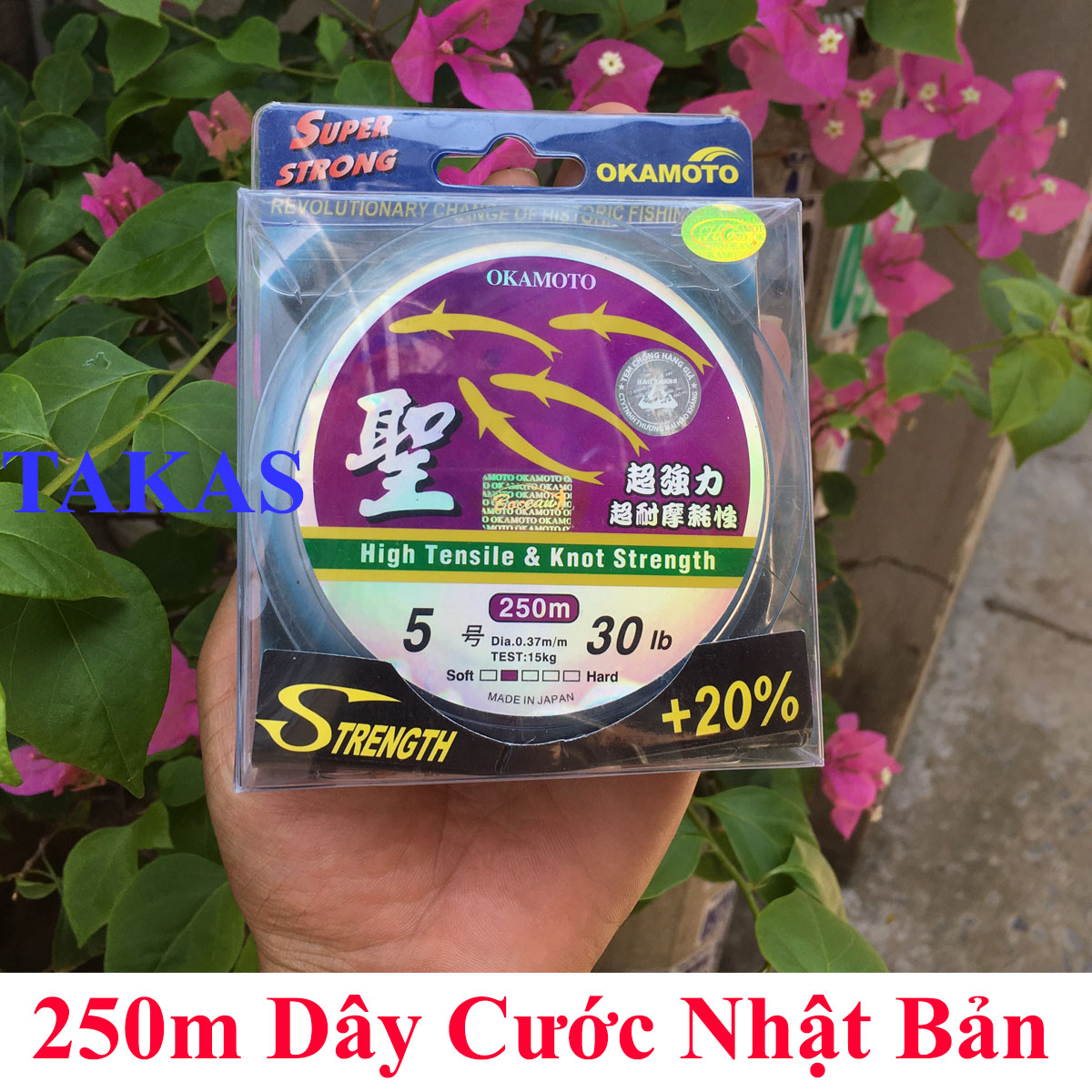 250m Dây Cước Câu Cá Tàng hình OKAMOTO Nhật Bản,Cước cá Cơm ,Siêu Bền,chống xoắn ,chống rối