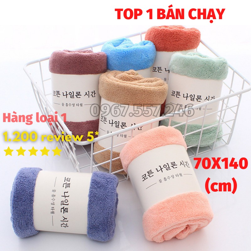 Khăn tắm lông cừu xuất hàn kt 70x140cm mềm mịn thấm nước nhanh