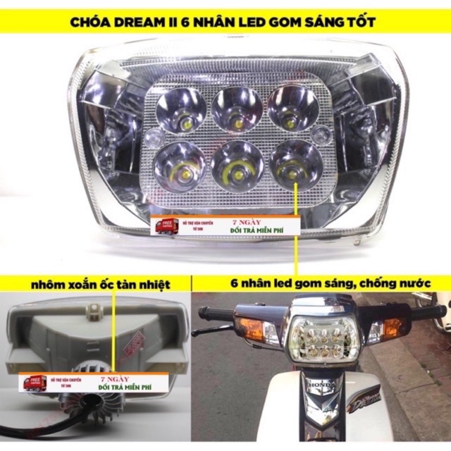 Pha đèn drem 6 bóng led