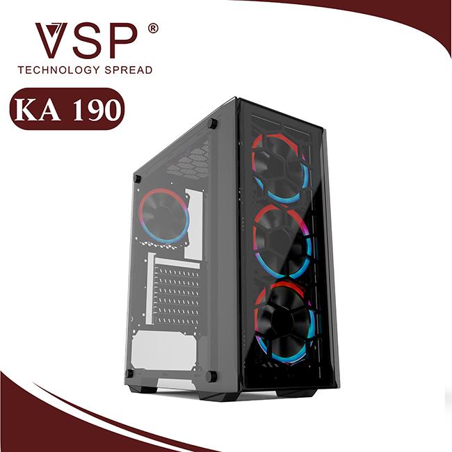 Case máy tính VSP KA-190 NEBULA (Đen - Trắng) Kính cường lực