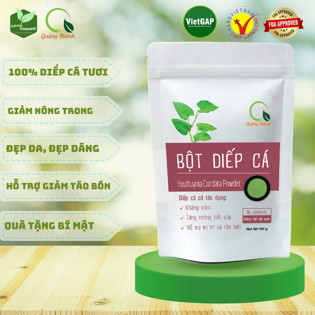 Bột diếp cá nguyên chất sấy lạnh Quảng Thanh 50g 100g XANH Corner