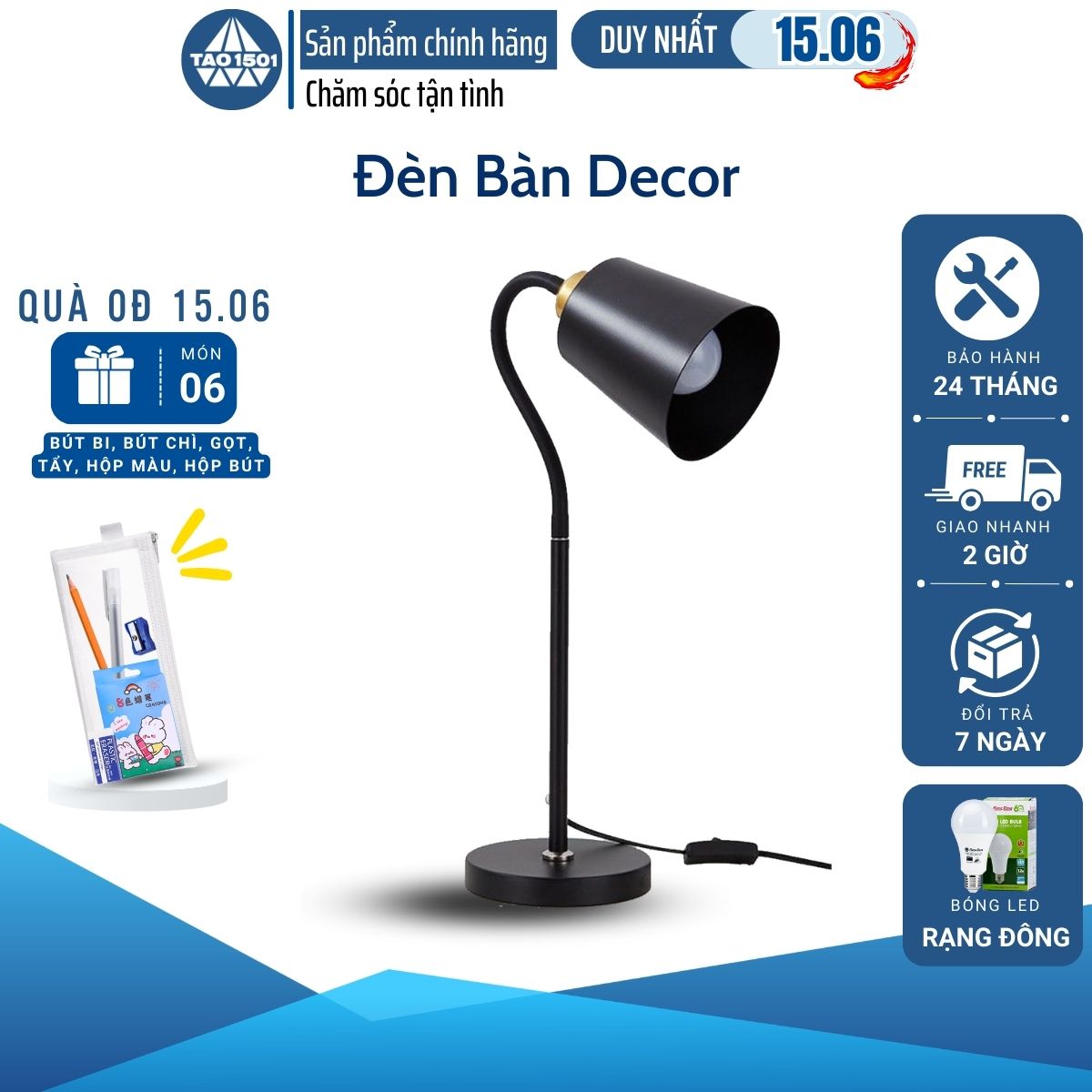 Đèn bàn học decor ta0906 tao1501 đèn led để bàn làm việc đọc sách phù hợp bảo vệ mắt chống cận, décor