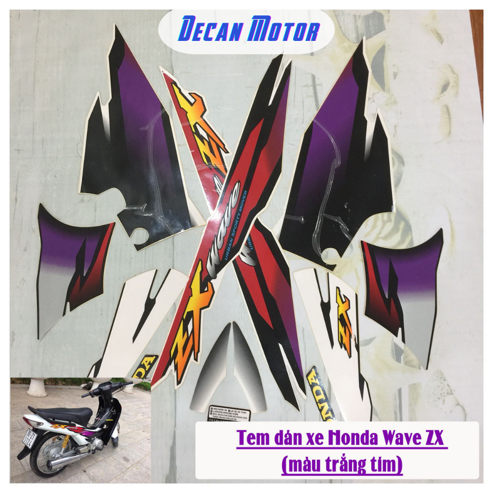 Tem dán xe máy wave ZX, tem xe wave ZX hàng chất lượng 3 lớp bền màu, hai màu tem phù hợp với 2 màu vỏ xe ZX