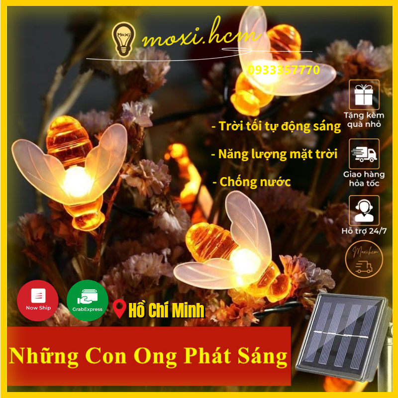 Đèn Led Trang Trí Hình Con Ong 6.5m Gồm 2 Màu Vàng Với Đa Sắc Sử Dụng Năng Lượng Mặt Trời Tiết Kiệm Điện Thích Hợp