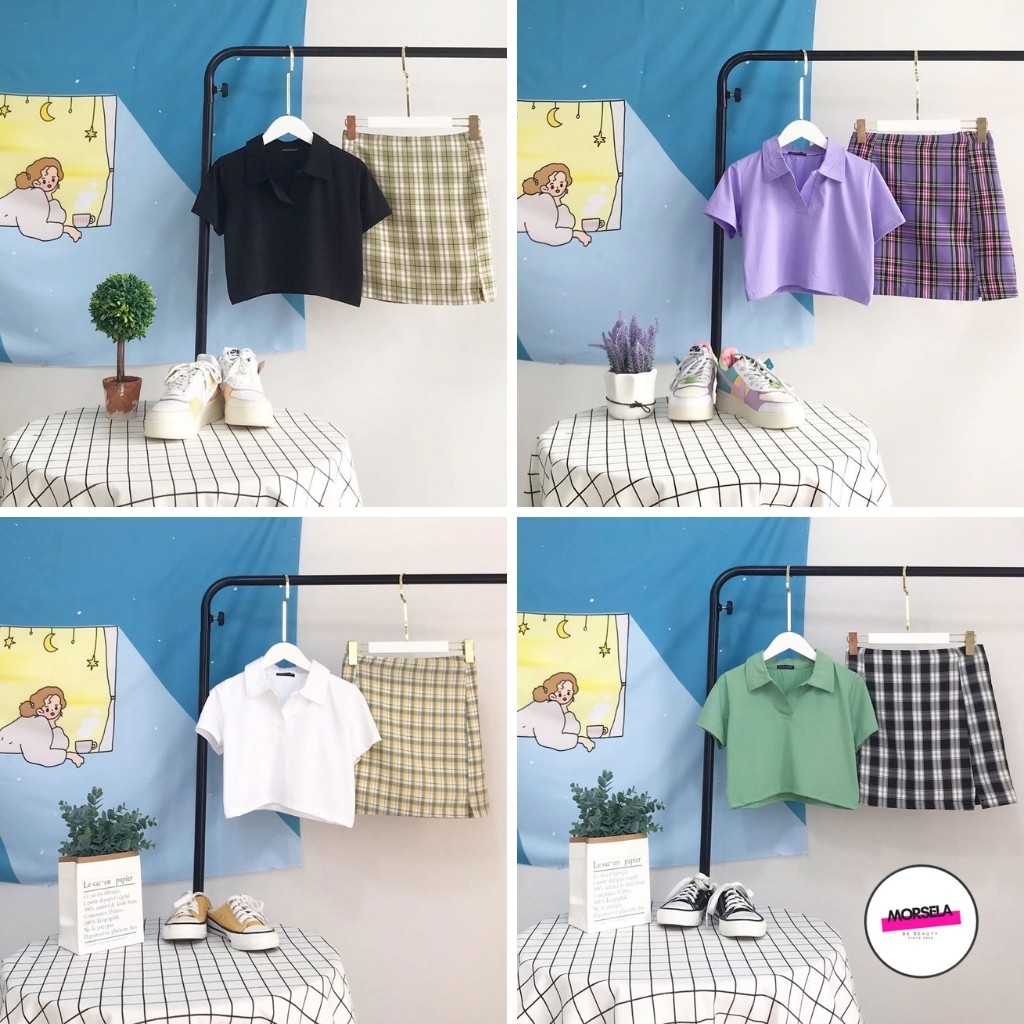 Áo croptop nữ POLO cổ trụ trơn nhiều màu - Áo crt nữ kiểu - Morsela