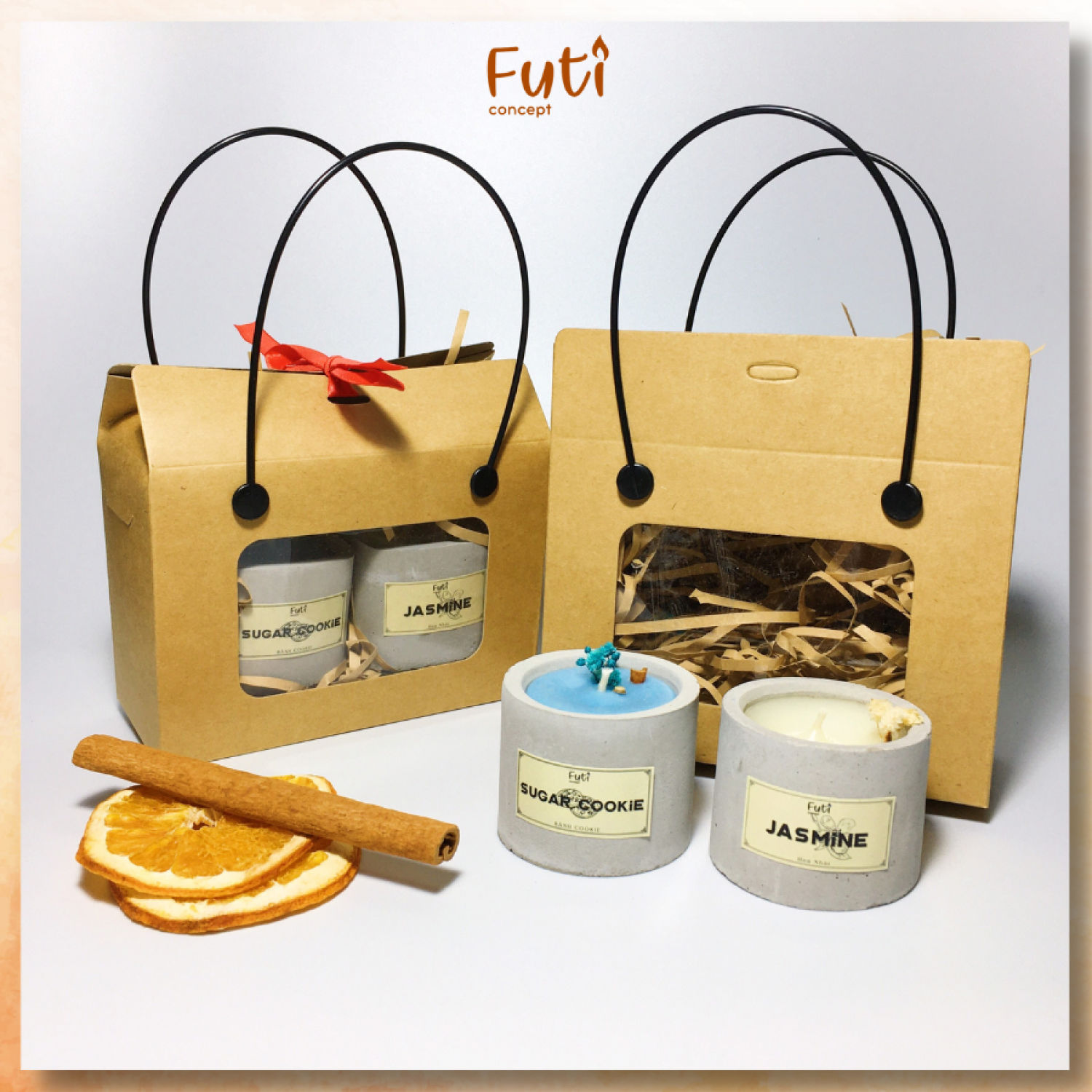 Túi 2 nến mini handmade, set túi nến thơm