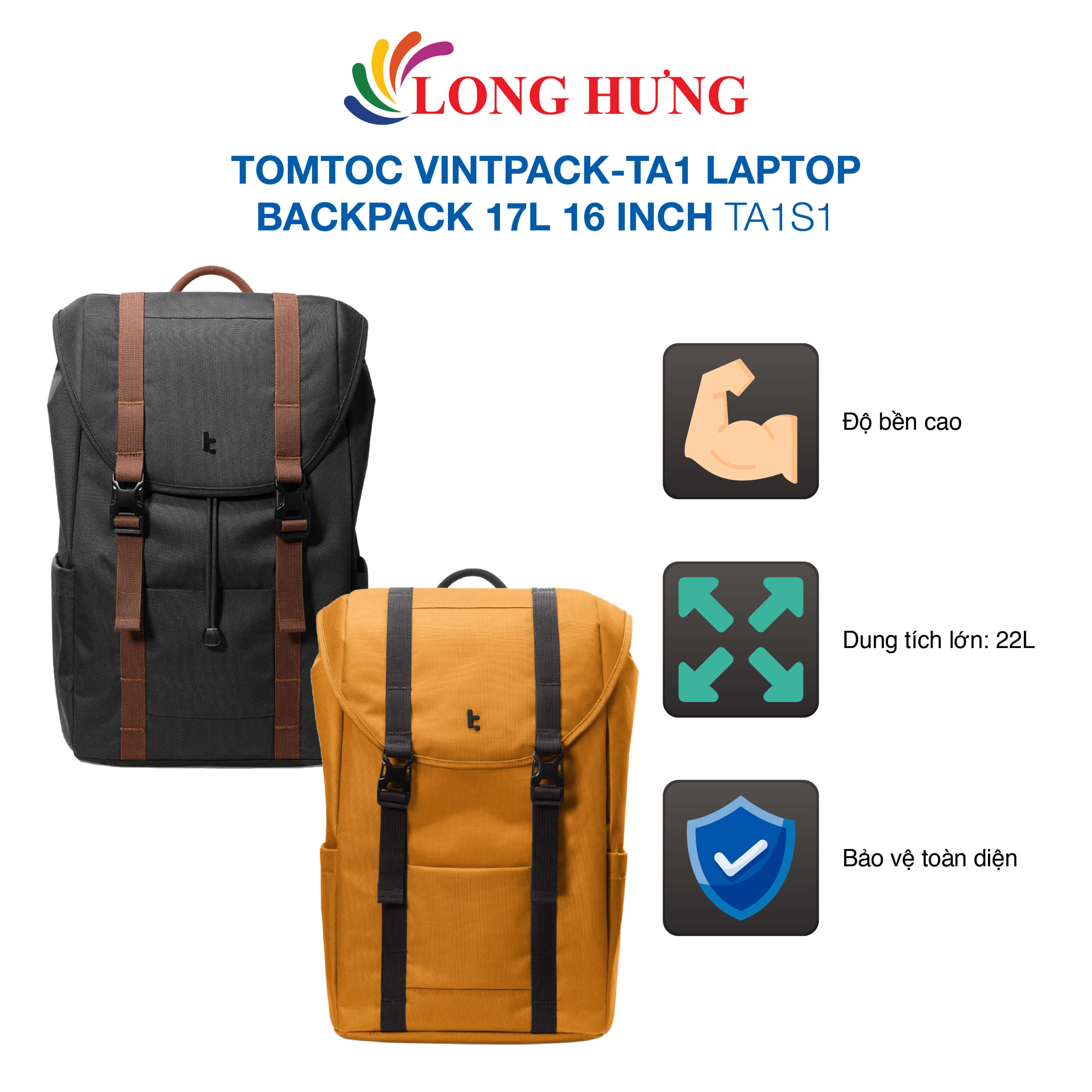 Ba lô Tomtoc VintPack-TA1 Laptop Backpack 17L 16 inch TA1S1