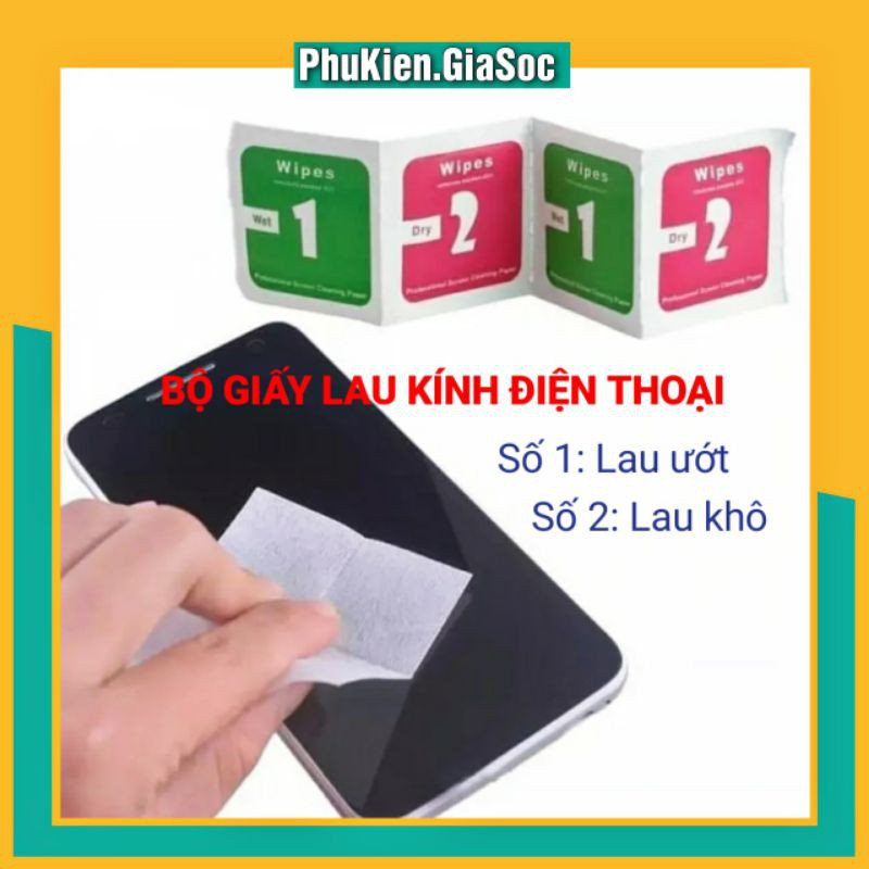 Combo 2 miếng lau kính điện thoại - số 1 lau ướt - số 2 lau khô