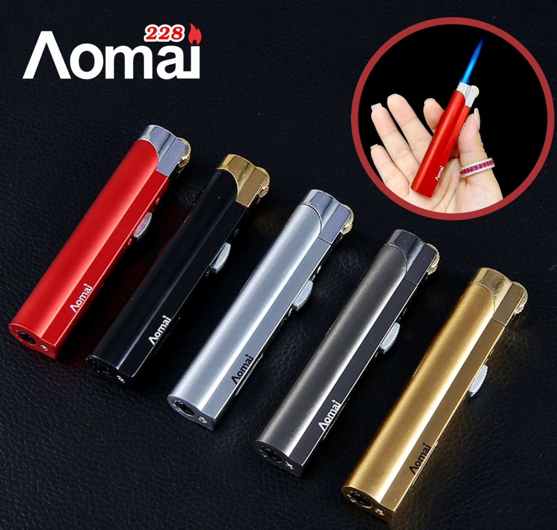 [ HCM ] BẬT LỬA HỘT QUẸT KHÒ AOMAI 228 HUYỀN THOẠI KIM LOẠI CHỨC NĂNG RÃNH TAY XÀI GAZ ĐÁ CÓ HỘP LÀM QUÀ TẶNG